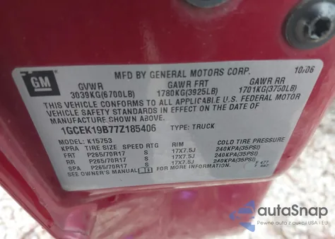 2007 Chevrolet Silverado 1500 Classic Lt1 from USA, damaged, VIN 1GCEK19B77Z185406